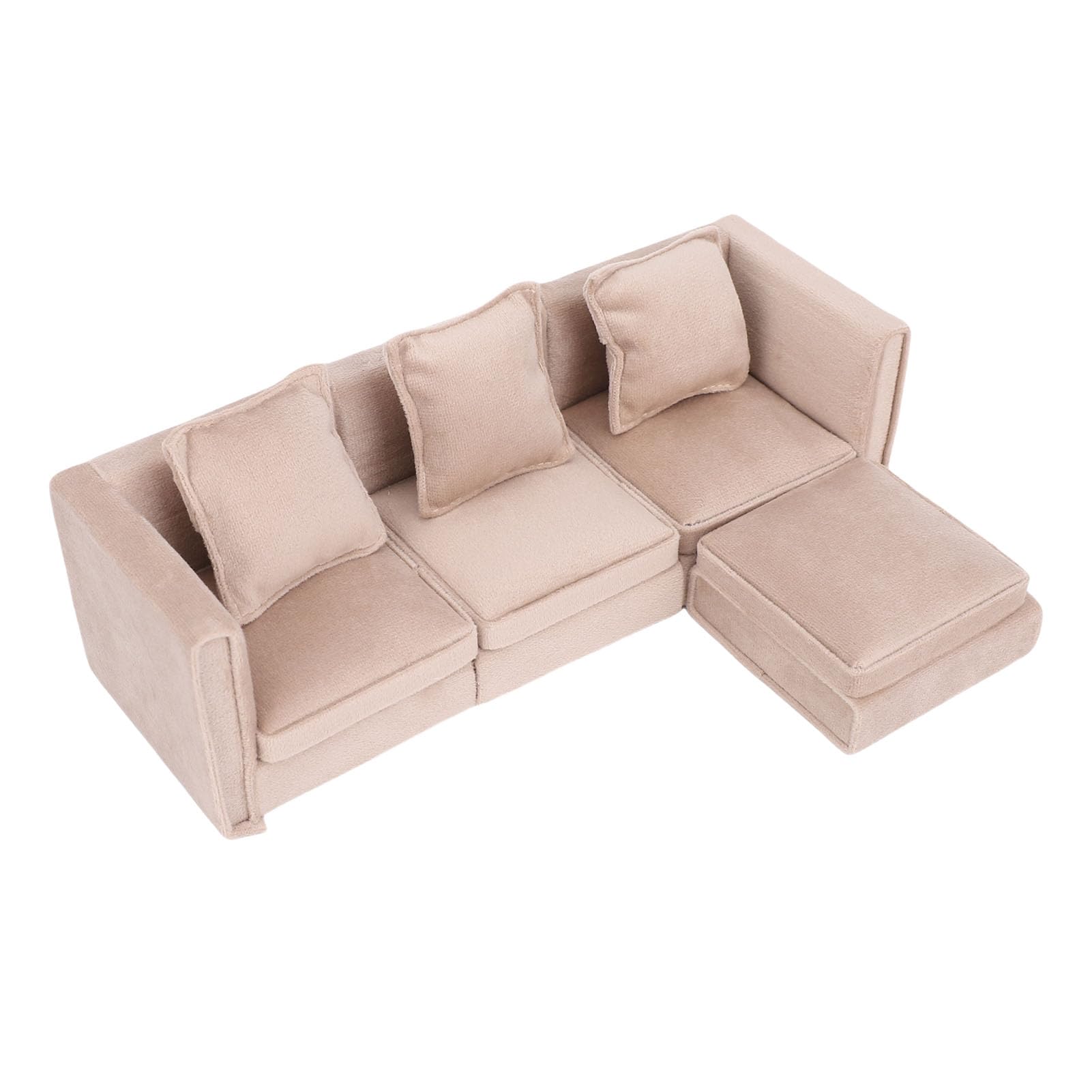 Muiltvoe 1:12 Scale Miniature Dollhouse Couch, Realistic Mini Sofa Furniture with Pillows, for Home Decor and Dollhouse Setup