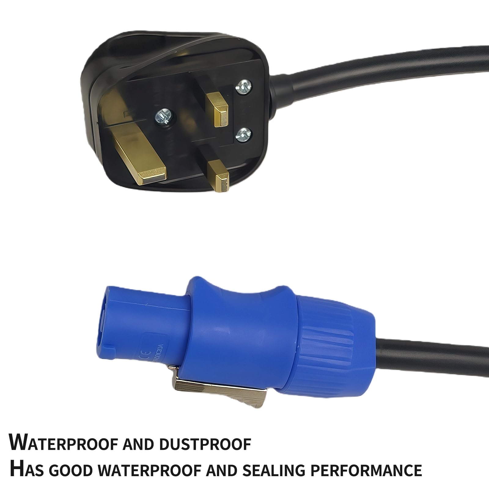 1 x wodoodporny kabel zasilający z wtyczką brytyjską, 3-pinowy, 3 x 1,5 mm², gumowy kabel H05RN-F do oświetlenia scenicznego, sprzętu audio DJ, ekranu wyświetlacza LED i ruchomej głowicy (5 metrów)