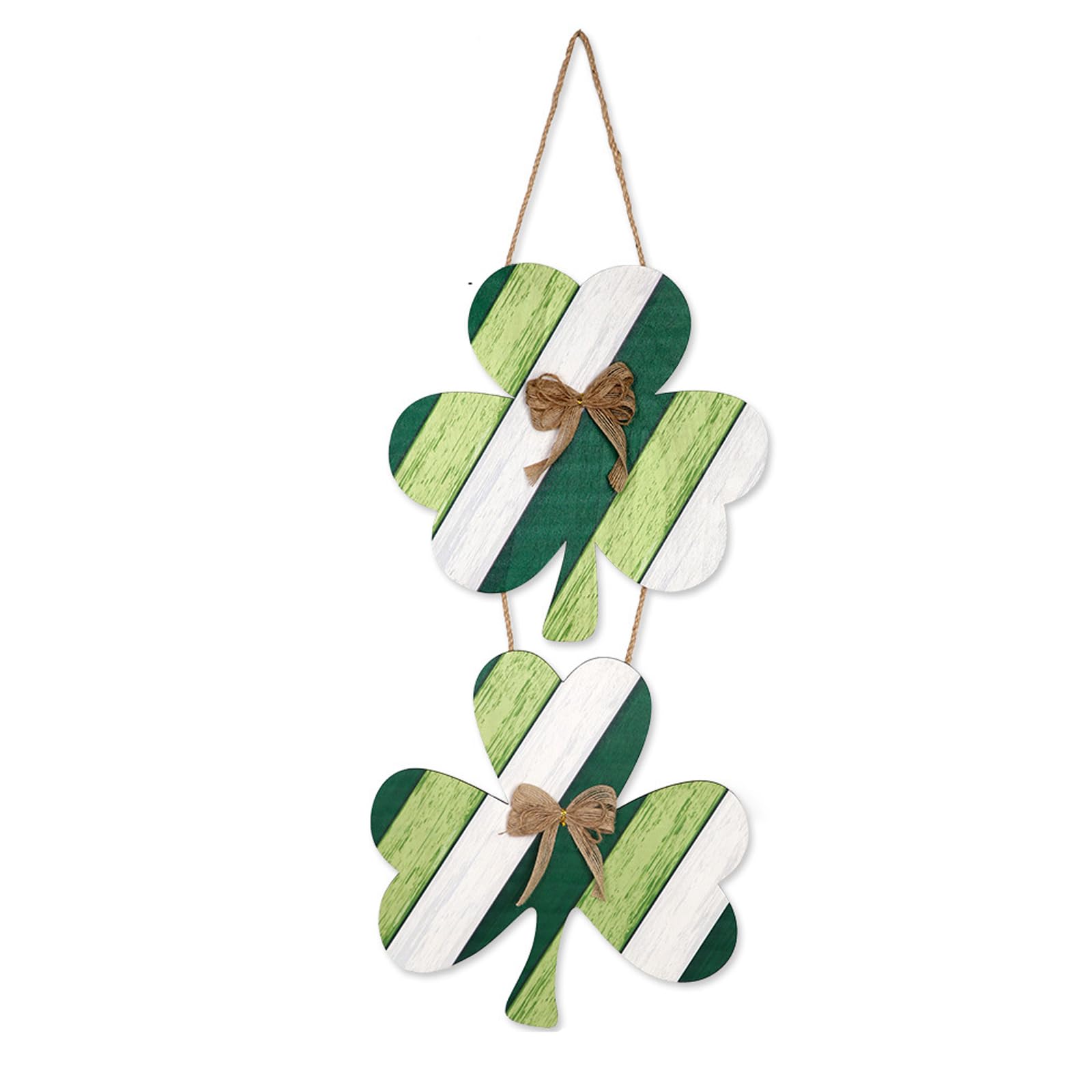 Wooden Shamrocks Door Sign Wall Hanging Ornament Patrick ' s Day Festival Decoration for Front Door Mantels Tree Display Irish Festival Hanging