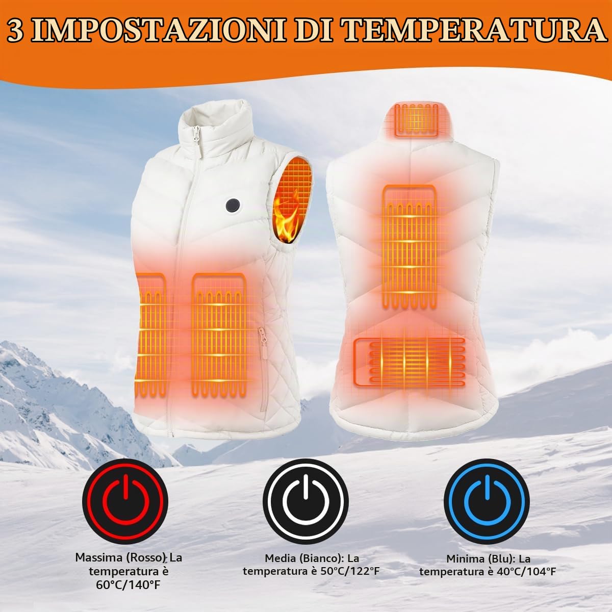 Gilet Riscaldato da Donna con Batteria 10000 mAh, Gilet Elettrico Invernale Caldo a Vestibilità Aderente e Confortevole – Ideale per Escursionismo, Campeggio, Uso Quotidiano e Regalo di Natale