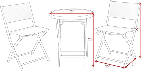 Miniatura 7 de Giantex Juego de mesa de bistró, juego de 3 piezas para patio, mesa y sillas plegables al aire libre, juego de comedor plegable para patio, juego de