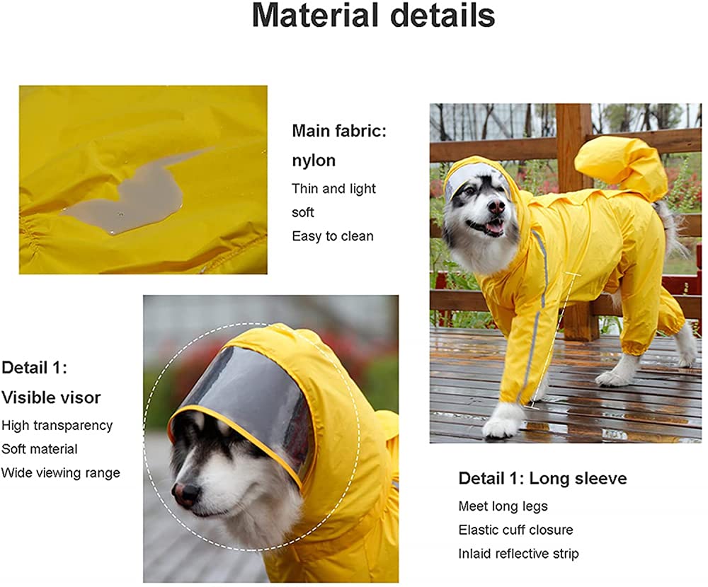 Siqi Pet Supplies Protezione Completa della Pancia a Quattro Zampe Copertura Impermeabile per Cani di Grossa Taglia Coda Impermeabile Poncho per Cani di Taglia Media e Grande-Yellow Bitch||11XL