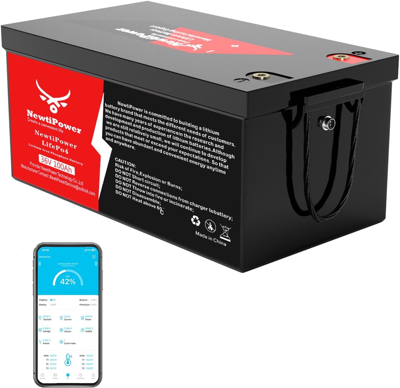 48V 135Ah Golf Cart Lithium LiFePO4 Battery with Charger and 200A BMS Grade A Cells Deep Cycle Rechargeable Battery,10000+ Cycles,Perfect for Golf Cart,Off Grid Applications (48V 135Ah-GC-Chr)