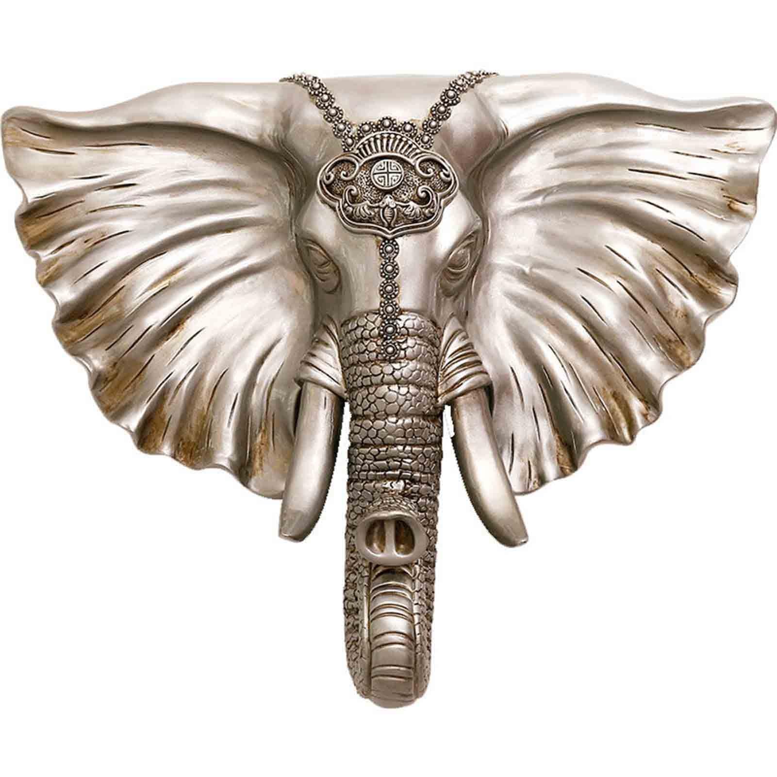 Tête d'éléphant 3D grand format statue décoration murale salon et entrée