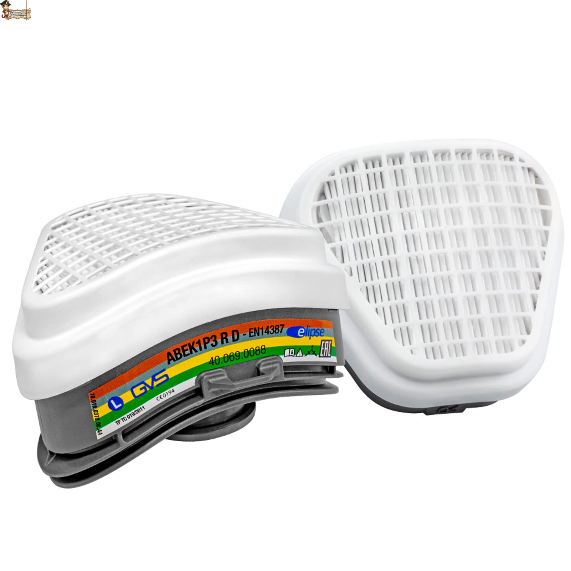 BricoLoco.com Máscara protección con filtro combinado ABEK1P3 contra partículas de polvo y vapores. Trabajo profesional. Antipolvo. Fitosanitarios, pintura. (Máscara con 2 filtros)