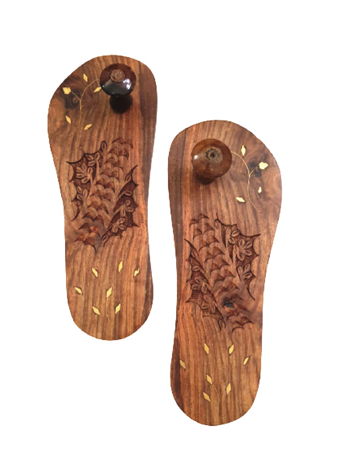 numeroastro Beautifully Handcrafted Wooden Charan Paduka | Wooden Khadau | Wooden Slipper for Wearing (10.5 Inches Approx) (1 Set)-picture-12