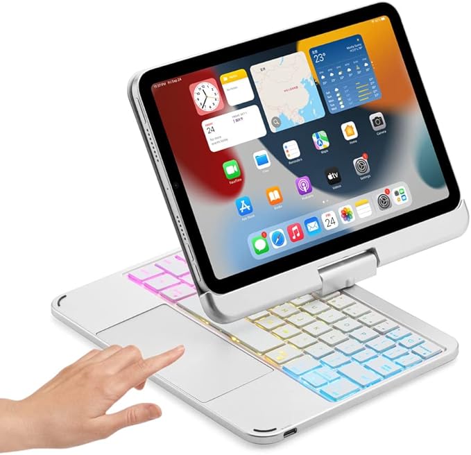 SOUYOYIHI 360 Rotating iPad Mini 6th Generation Keyboard Case Touchpad 7 Colors Backlit