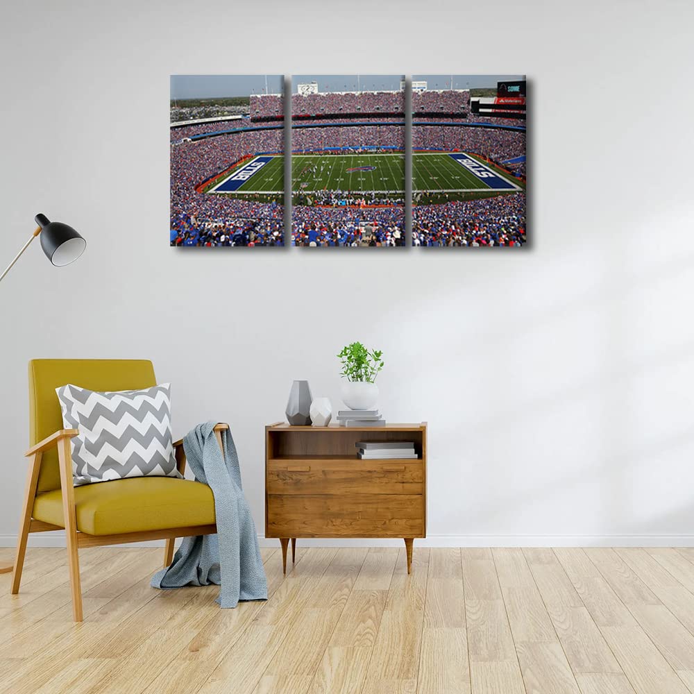 TUMOVO Stampa artistica da parete su tela con stampa della squadra di football americano, stampa a 3 pannelli, stadio sportivo di bufalo, poster Artwok Highmark Stadio, decorazione per la casa per