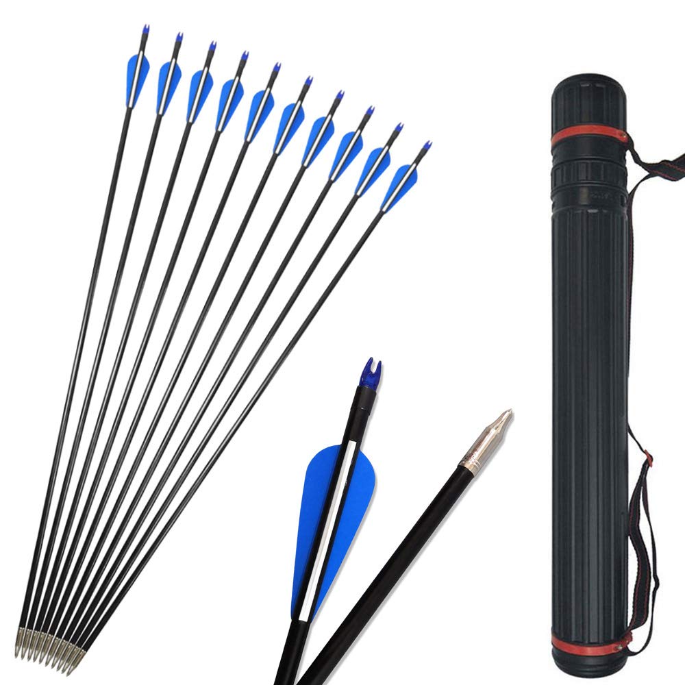 SHARROW 12 Flèches Fibre De Verre 30 Pouces – Spine 500 Pour Arc Classique Ou à Poulies, Avec Ou Sans Carquois