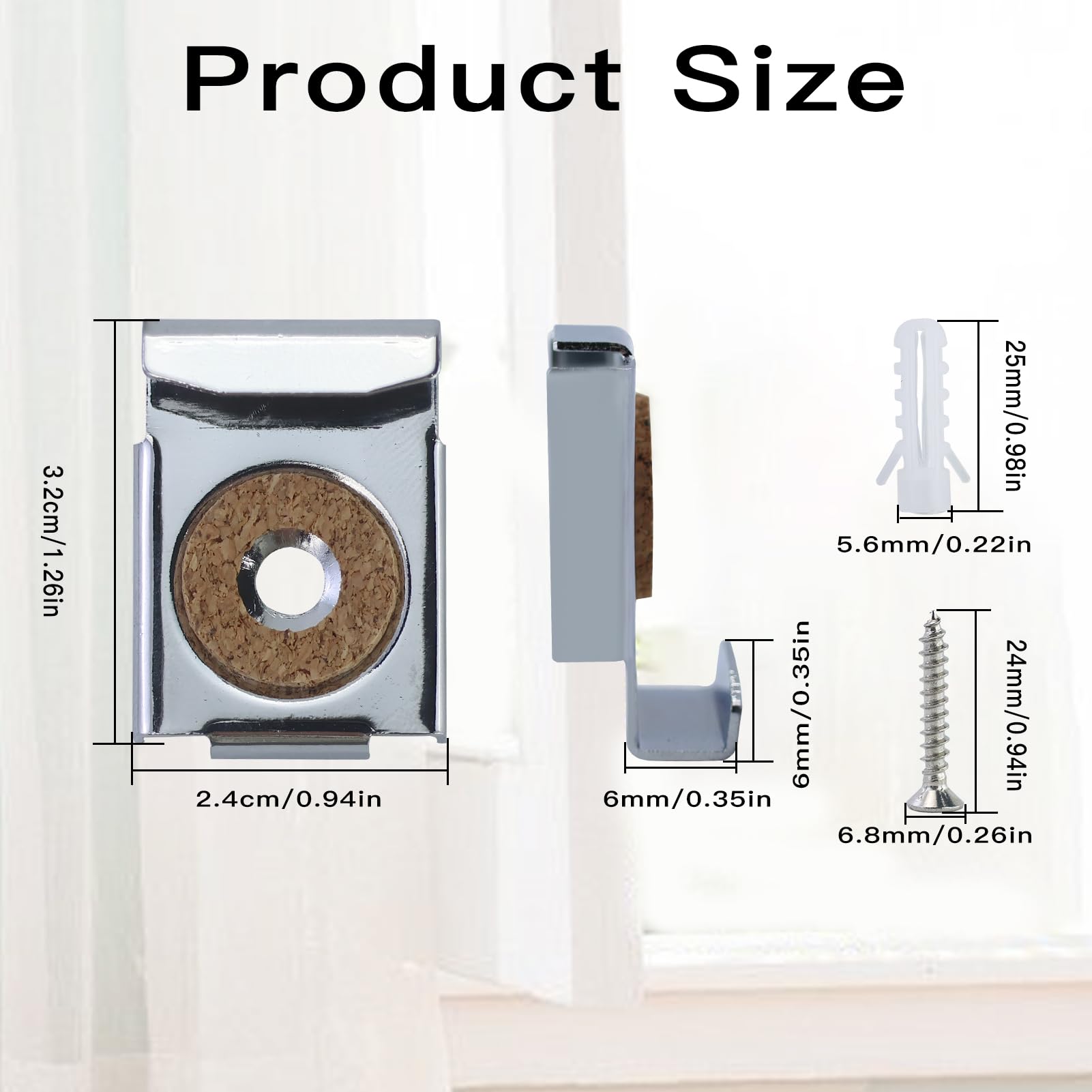 Kit 24 Supporti Per Specchi E Vetro 1/4" - Include Clip A Goccia, Rosetta, Quadrate E Offset Con Tasselli - 5
