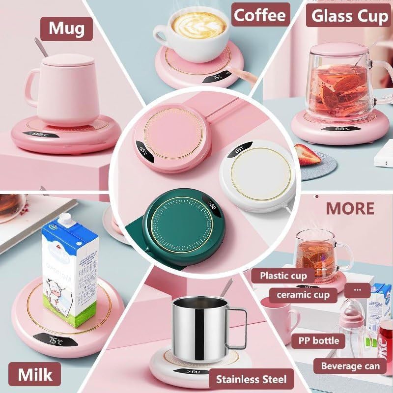 Image of USB Coffee Mug Warmer for Desk - 3-Level Temperature Control Cup Heater with Auto Shut-Off, Perfect for Keeping Tea, Milk & Coffee Warm at Home or Office