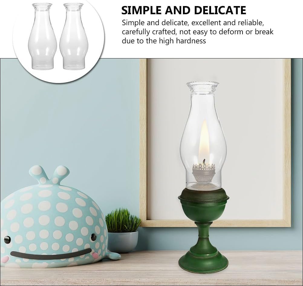 Oil Lamp Chimney Replacement Clear Glass Lampshade 3.22 Inch Kerosene Lamp Globe Windproof Shade for Vintage Hurricane Lamps