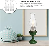 Vista 3 de Pantalla de lámpara de cristal, 2 piezas, lámpara de aceite, globo de huracán, reemplazo de lámpara de cristal transparente, parte superior