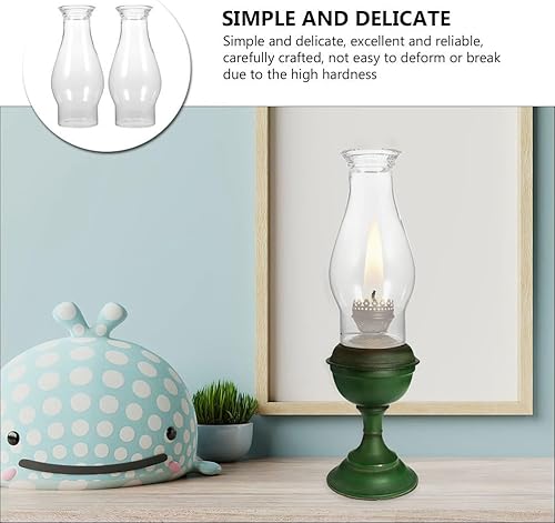 Miniatura 3 de Pantalla de lámpara de cristal, 2 piezas, lámpara de aceite, globo de huracán, reemplazo de lámpara de cristal transparente, parte superior