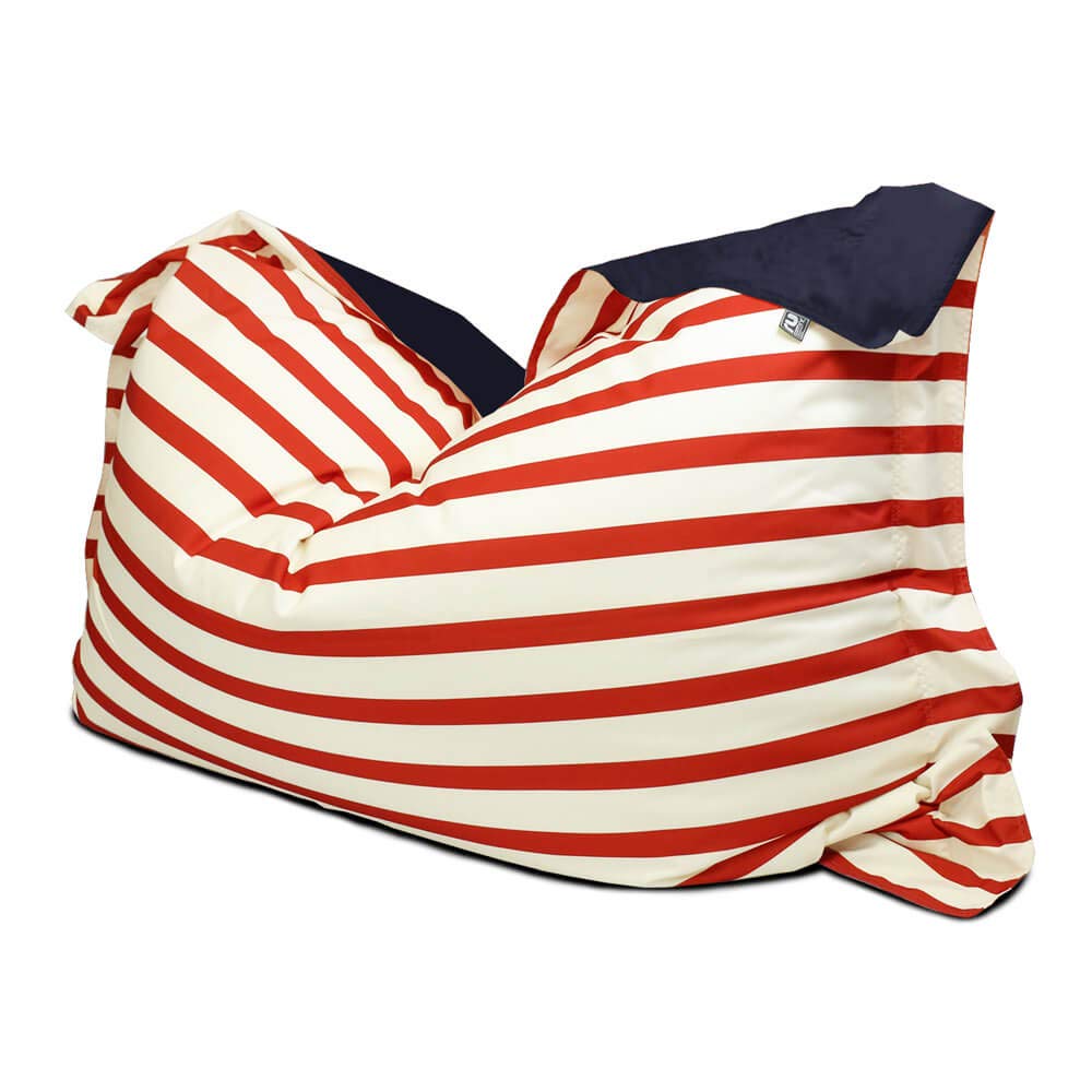 rucomfy BeanbagsIndoor Outdoor Nautical Stripe Giant Squashy Squarbie Bean Bag. Use as Cushion, Chair or Lounger. Water Resistant 170 x 130cm (Red)
