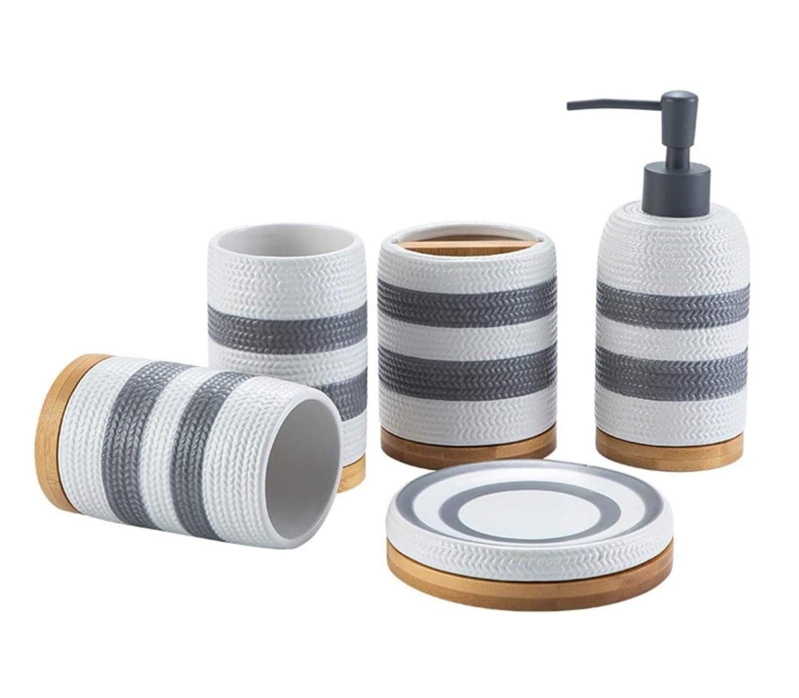 Juego De Baño Juego De 5 Piezas Accesorios para Baño, Dispensador Jabón Creativo, Vaso para Gárgaras, Soporte para Cepillo Dientes Conjunto Accesorios