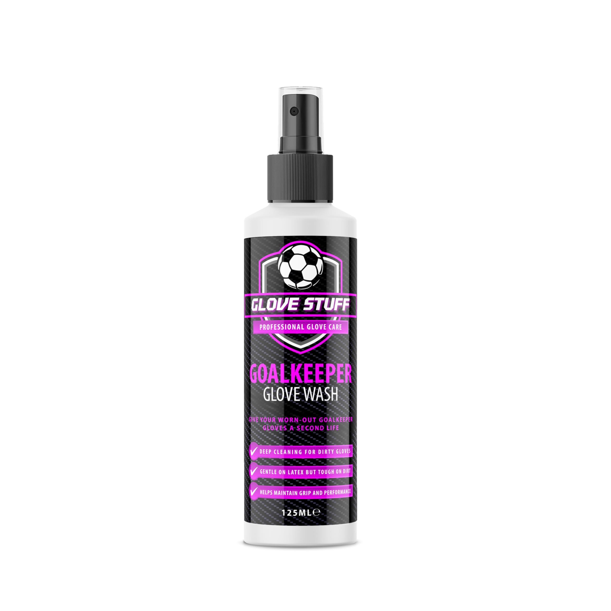 Glove Stuff - Goalkeeper Glove Wash 125ml - Removes Dirt Without Damaging Latex - Care Solution for Grip Maintenance & Longevity - Designed with footballers in mind