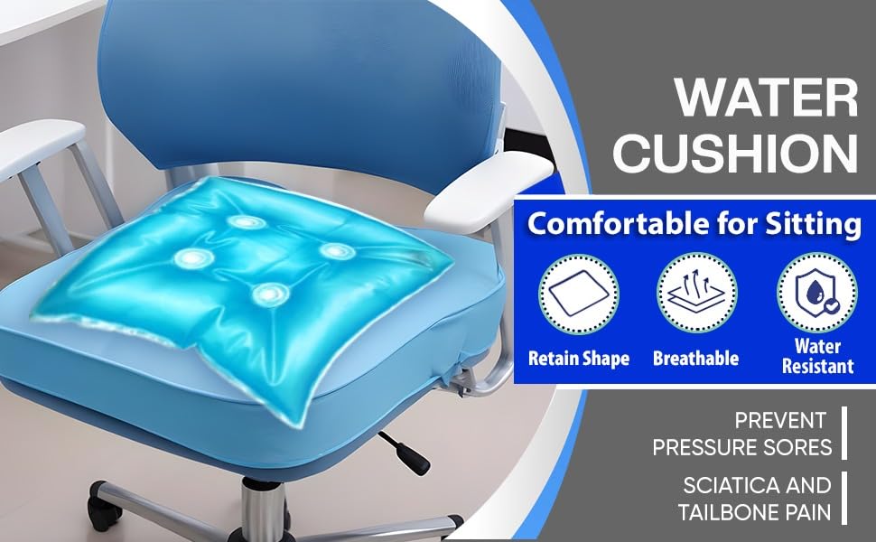 Image of Premium Water Cushion for, Office Chair, Old Aged People,Pregnancy, Wheelchair for Weight Distribution and Keeping Body Cool,Prevents Tailbone pain & Back Pain, Piles Patient, Diabetic Patient