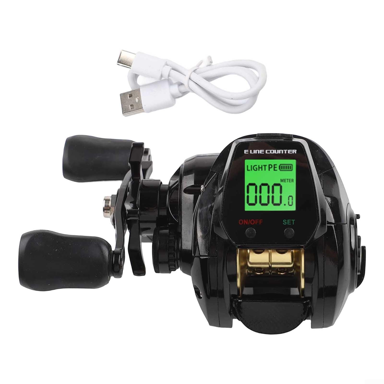 Carrete de pesca Baitcasting con pantalla digital, alta velocidad 7.2:1, alarma de picadura de pescado, posicionamiento de profundidad, 10 frijoles magnéticos, carga USB
