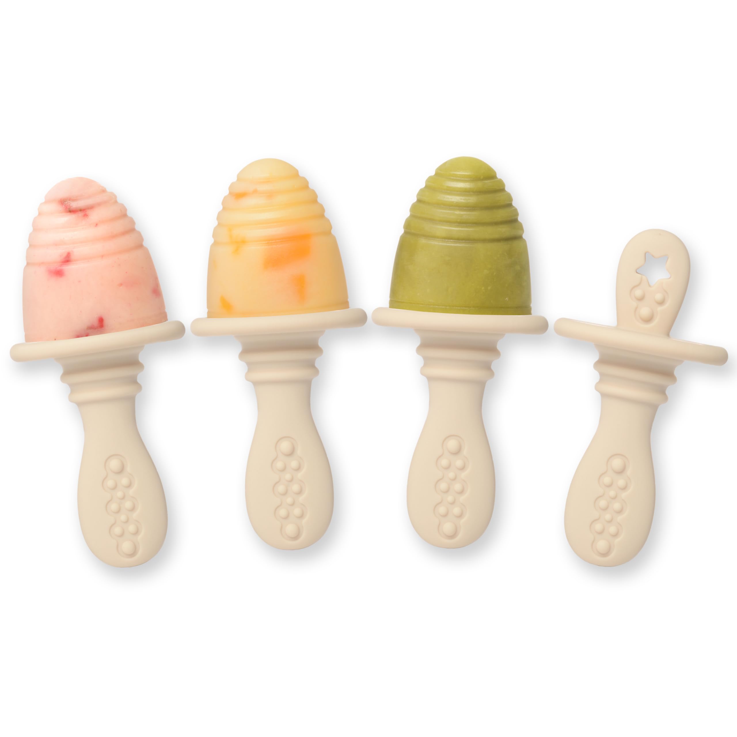 PrimaStella Silicone Petite Pops - Baby Popsicle Mold - BPA Free - Dishwasher Safe - 4 Months+ Teether Pops (Cream)