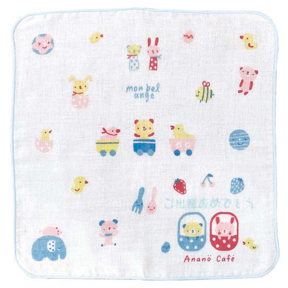 Monsueil Anano Cafe AC. Baby Gift Gauze Handkerchief, Blue 55184
