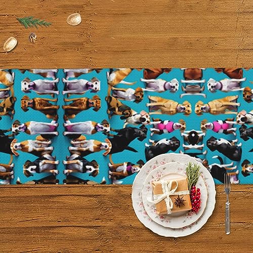 Chemin de table cuisine Noël rustique et décoration de table beagle