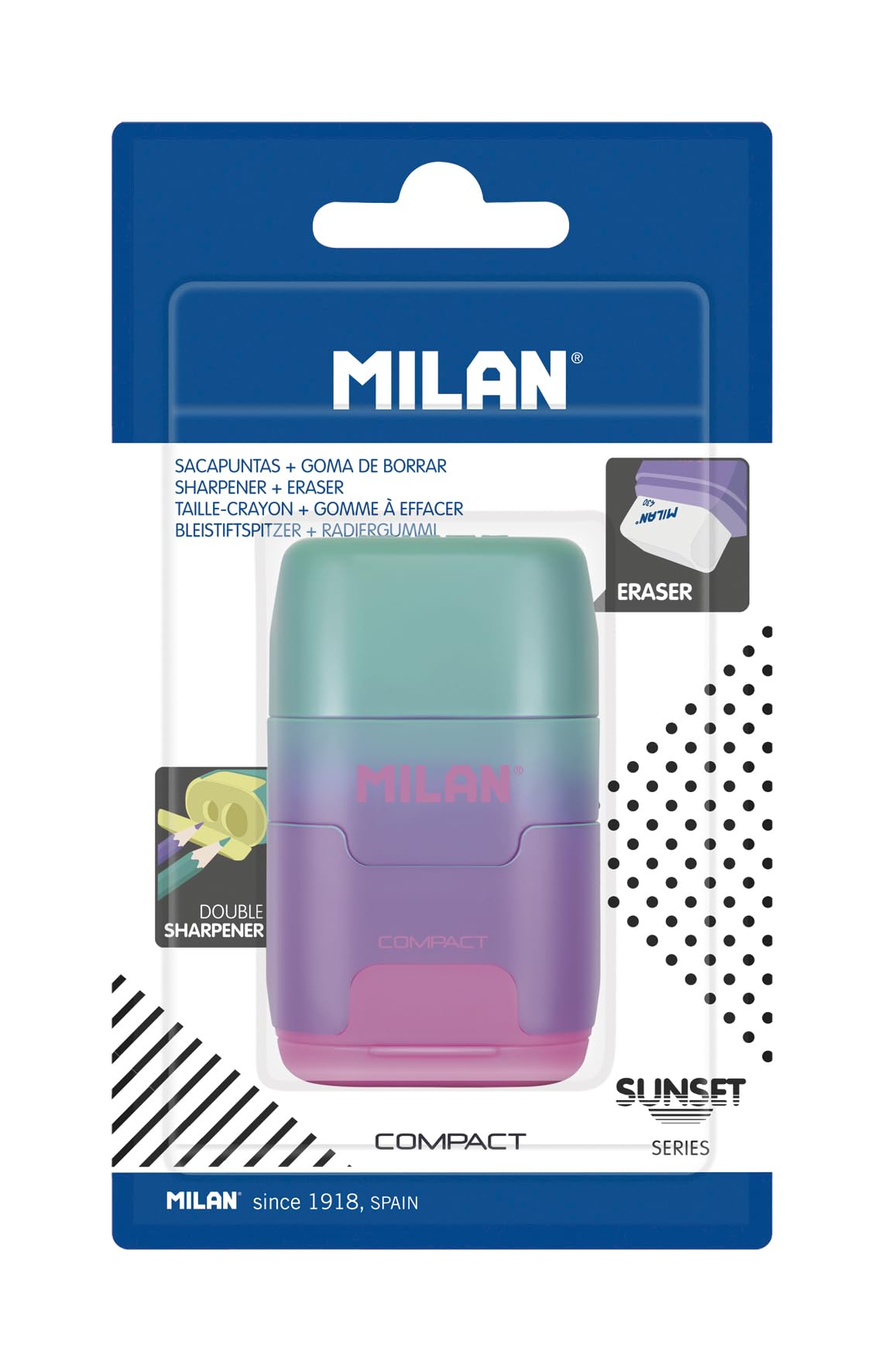 Milan Lilac-Pink - Compact Sunset Eraser Pencil Sharpener Lilac - Pink