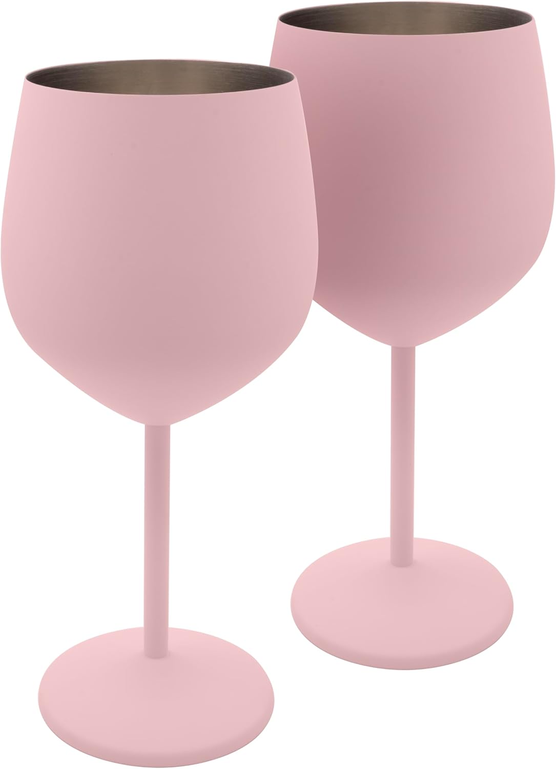 K&K Home Pink Stainless Steel Unbreakable Wine Glasses - 18 oz - Set of 2 Colored, Stemmed Metal Wine Glasses Perfect for Outdoors, Weddings, and Parties (Pink, Set of 2)