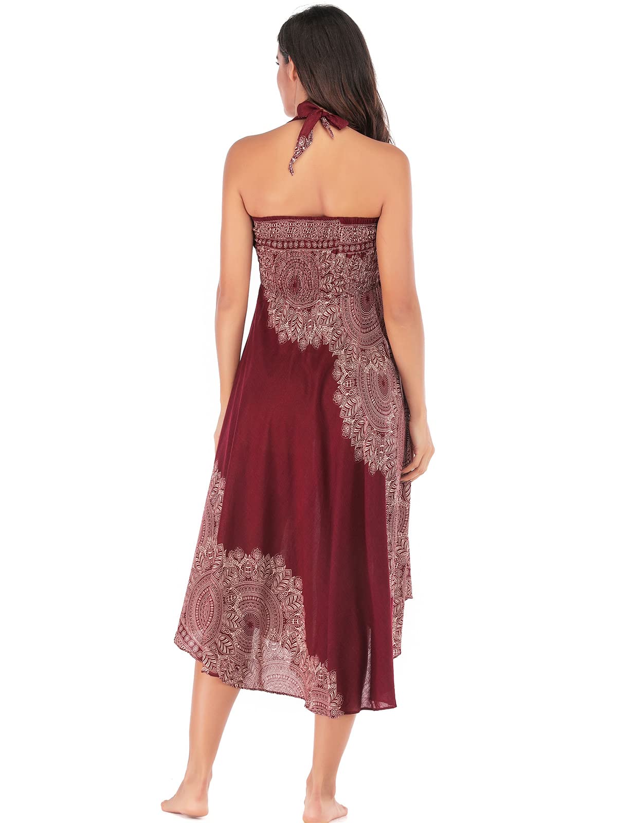 Adigaber Elegante Falda Largo para Mujer de 2 en 1 Falda de Danza del Vientre Vestido Largo Estilo Bohemio para Vacaciones