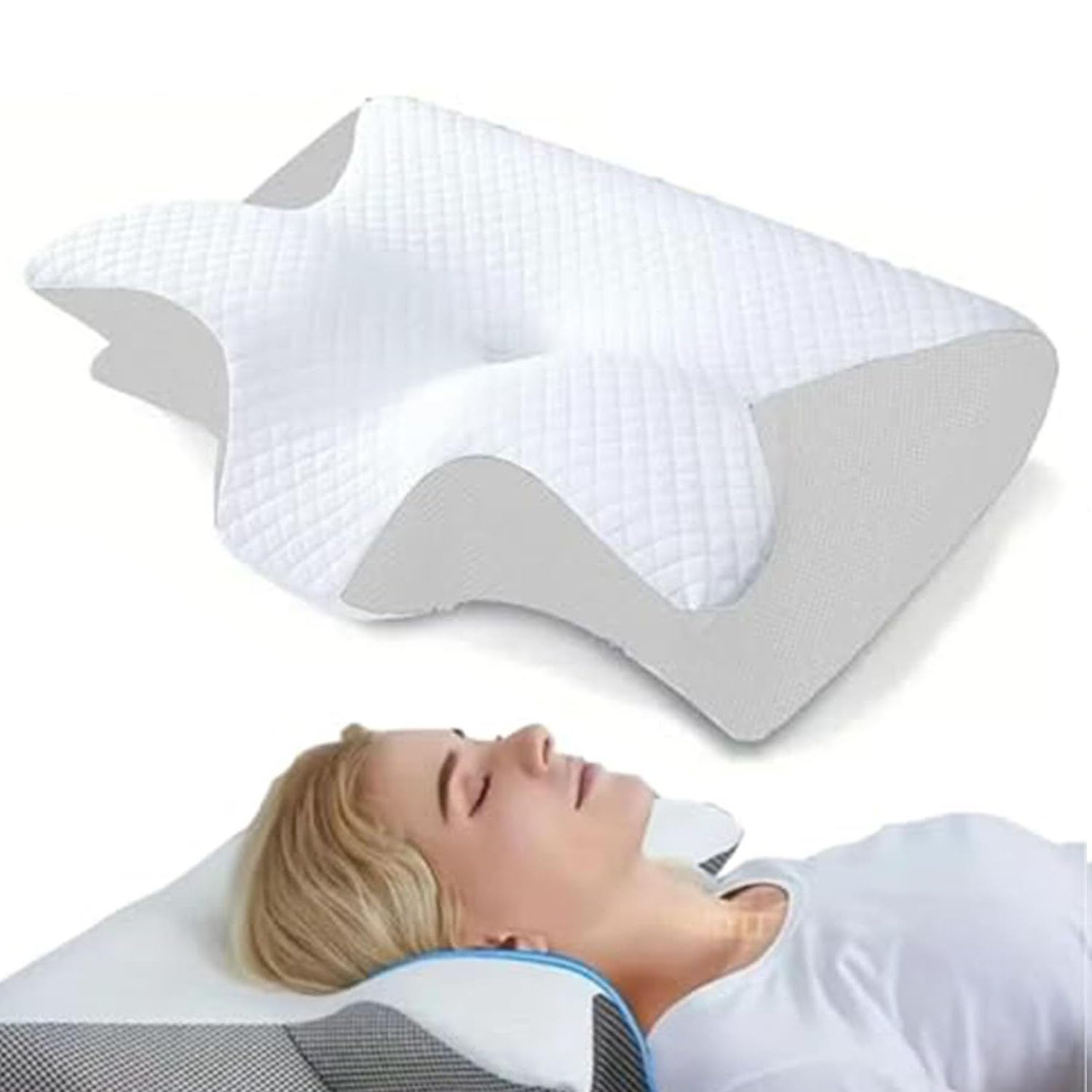 OUHKDM Memory Foam Pillow, Orthopedic Cervical for Side, Back, Stomach Sleepers Cooling Contour Support for Snoring & Sleep Apnea, with Pillowcase(Black)