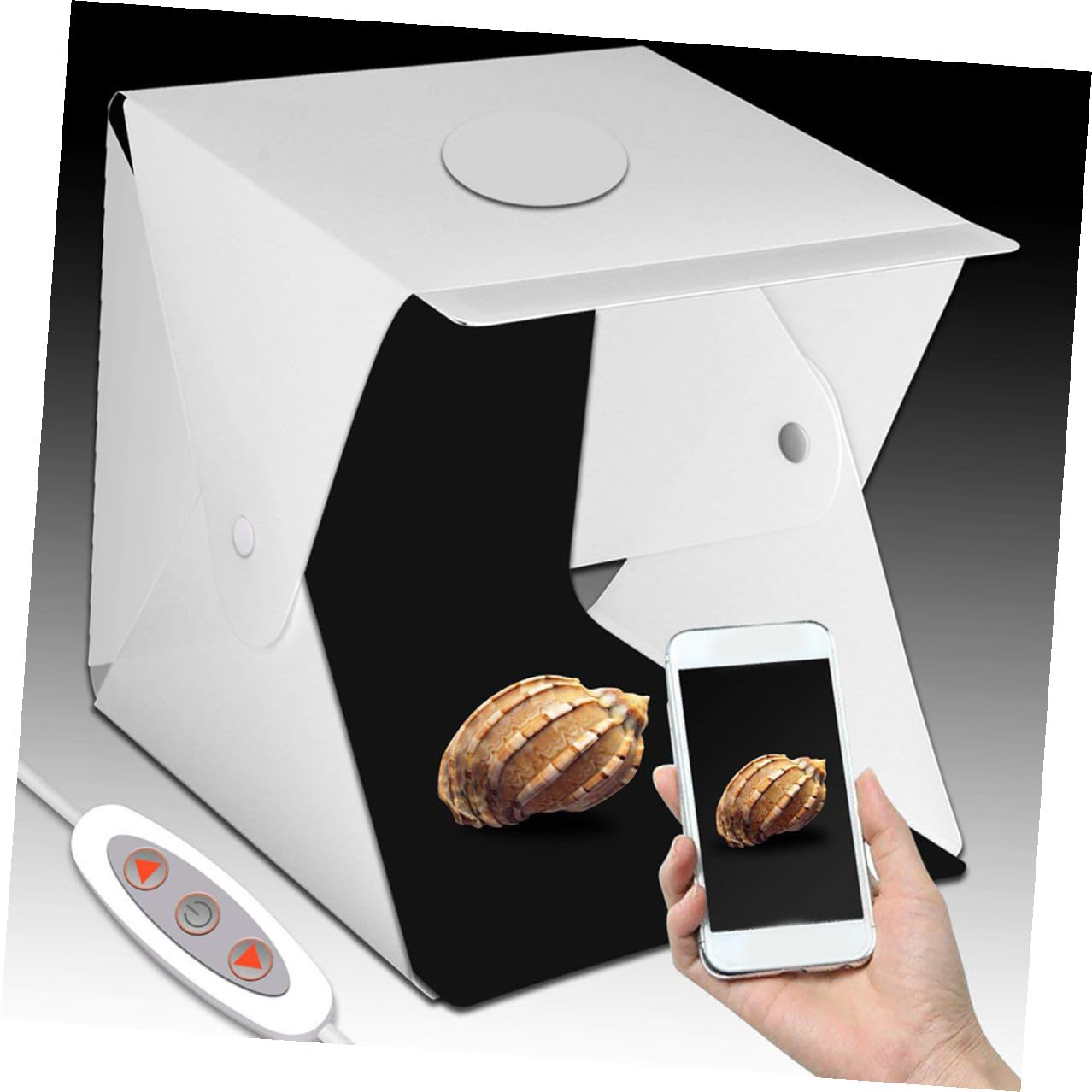 Homoyoyo Mini Boîte Photo Pliable Portable Lumière LED Intégrée et Réglage Luminosité 40cm pour Fonds Photographiques et Mini Studio Photo Blanc en PVC et Polyester