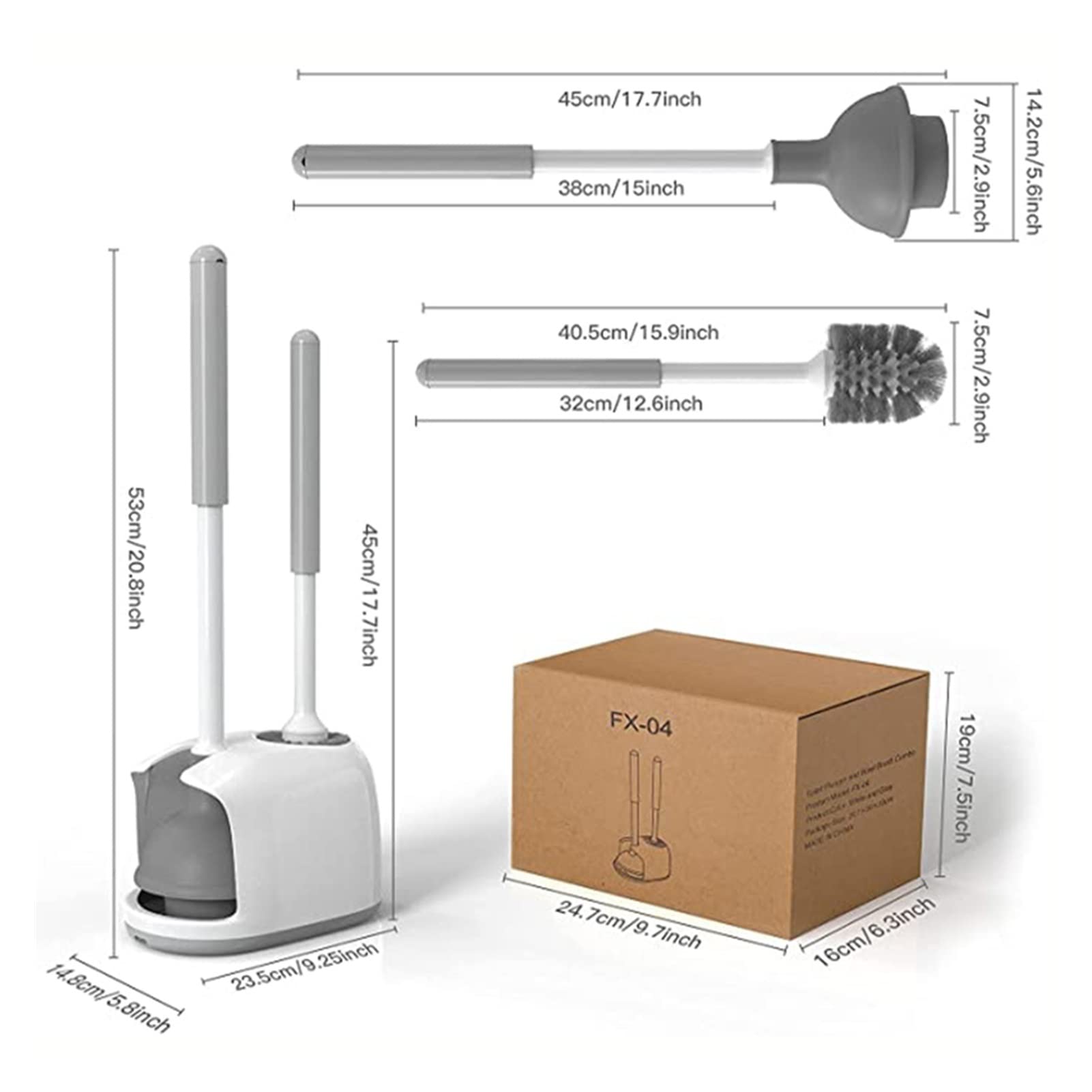 Accessori per WC Punnello e spazzola for servizi igienici, 2-in-1Heavy Duty Plunger Set Spazzola for ciotola e Pollunger Combo con supporto for la pulizia Accessori for il bagno Draga di fogna