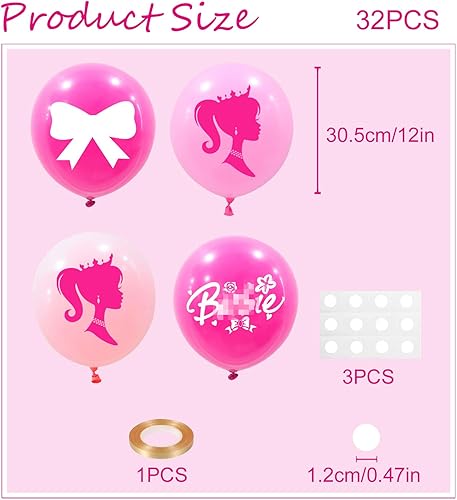 Miniatura 2 de Globo de princesa, 32 globos de látex para fiesta de cumpleaños, suministros de fiesta de cumpleaños, globos de látex para fiesta de princesa,