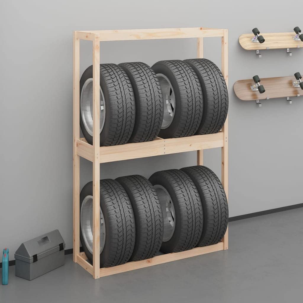 Porte-pneus 120x40x180 cm Bois de pin Massif,Entreprise & Industrie,Stockage Industriel,Étagères industrielles,13.54 kg-825003