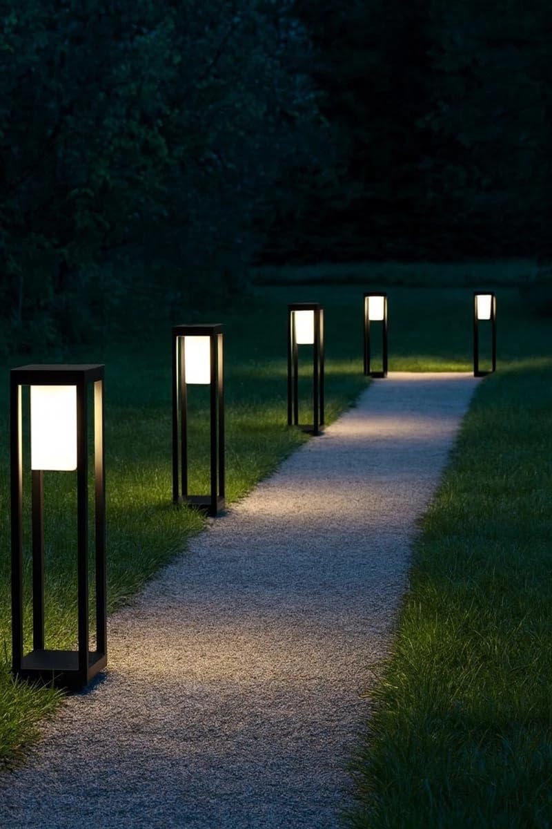 Lampioncino da Giardino Moderno Nero IP65 Alluminio 60cm E27 PT02