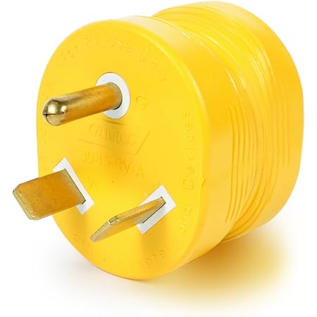 Camco PowerGrip Durable Electrical Adapter - Easy Grip for Simple and Safe Use, 30 AMP Male 15 AMP Female (55233), Yellow|Yellow