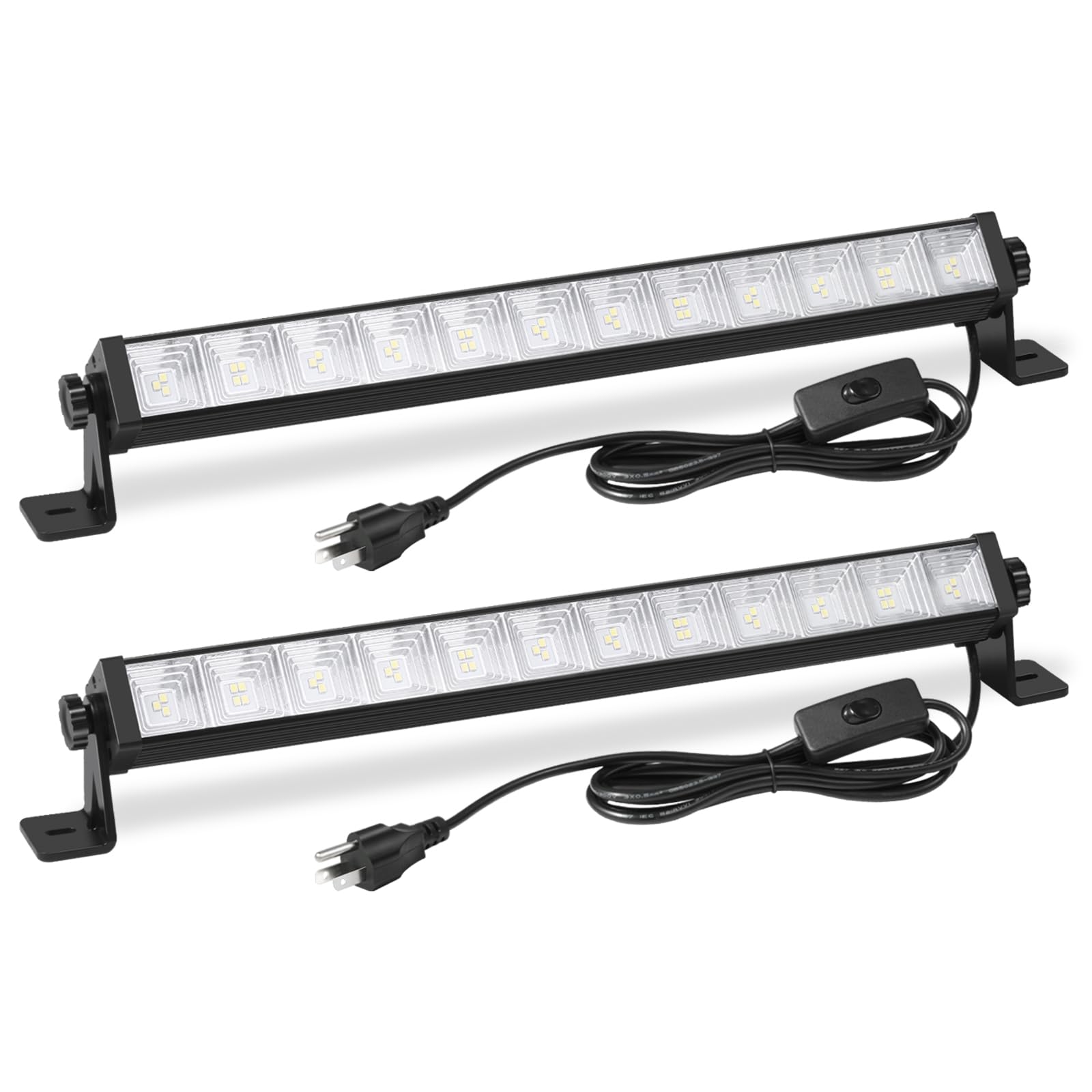 2 Pack 24W LED Shop Light Plug in Garage Light with 6 5FT Cord and On Off Switch