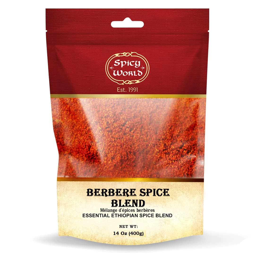Spicy WorldBerbere Spice Blend | Authentic Ethiopian Seasoning Hand-Blended | Rich 14-Spice Mix for Flavorful Dishes (14 oz)
