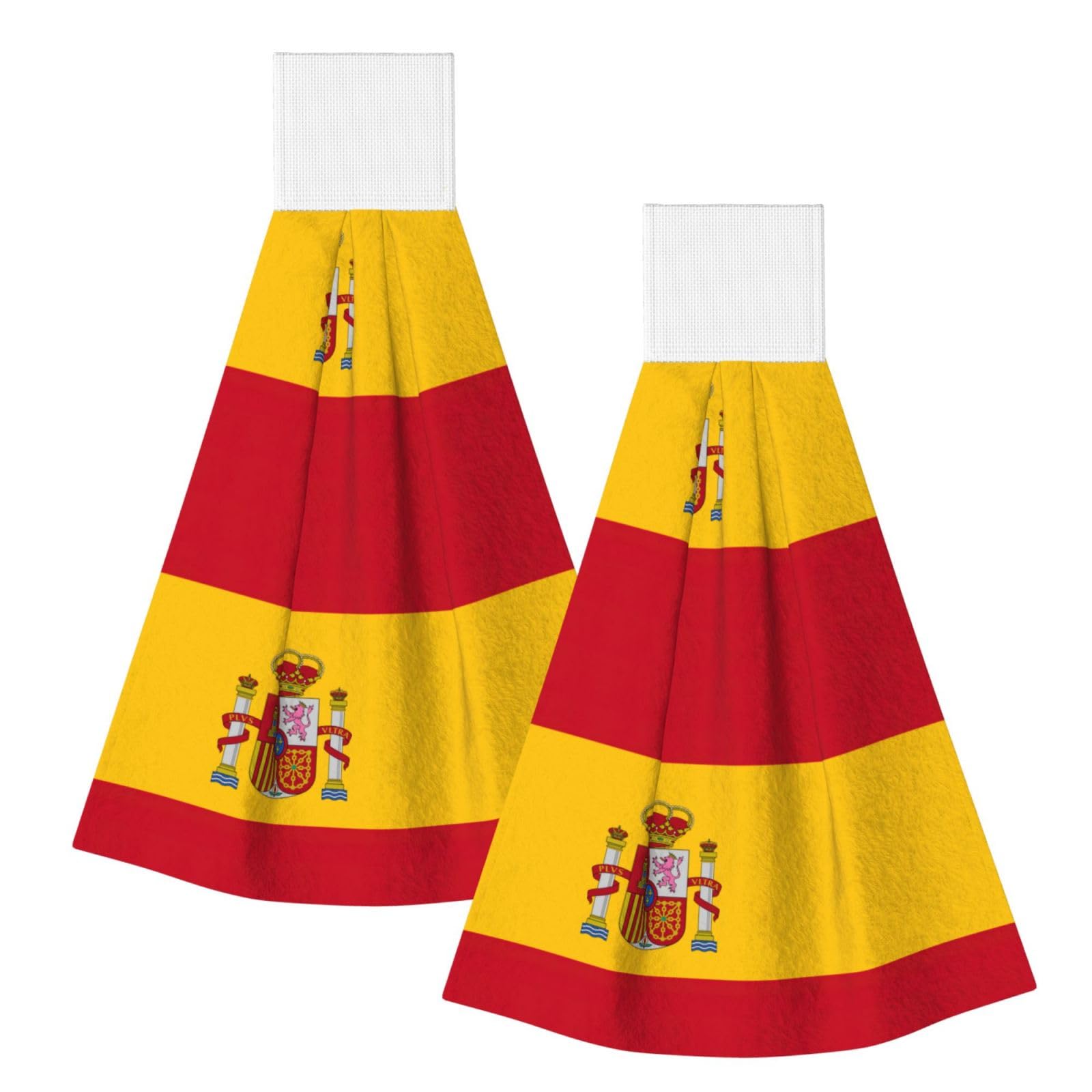 DUWAA Spanish Flag Print Hanging Hand Towel Quick Dry Bathroom Towel Soft Kitchen Towel