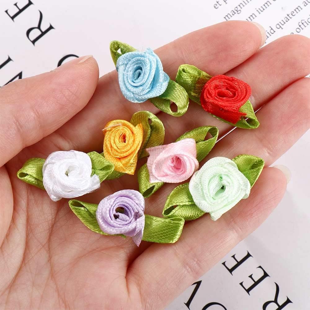 100 Stück Mini-Rosenblüten Aus Satinband, 15 Mm – Perfekt Für DIY, Hochzeitsdeko & Bastelprojekte