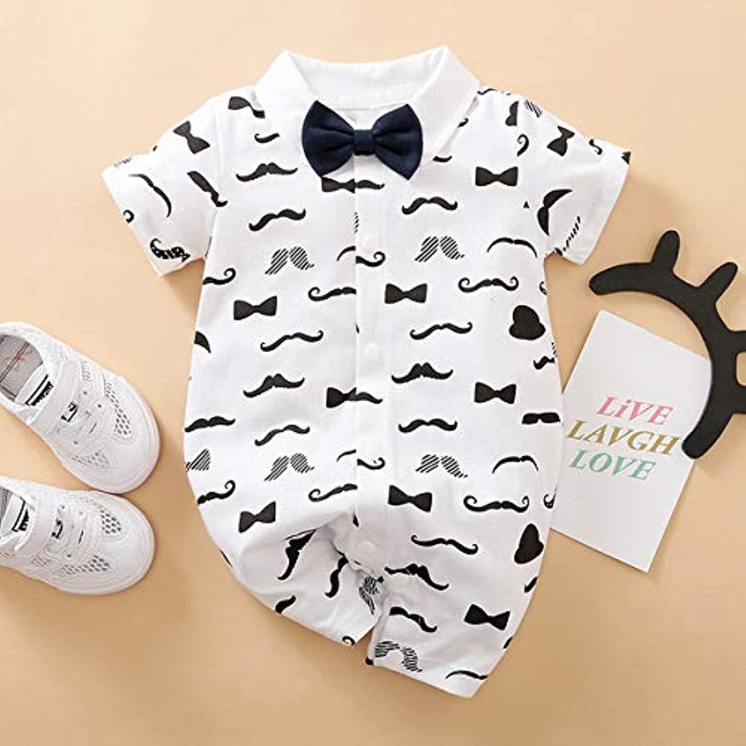 Baby Printed Short Sleeve Formal Outfits- White (9 to 12 Months)