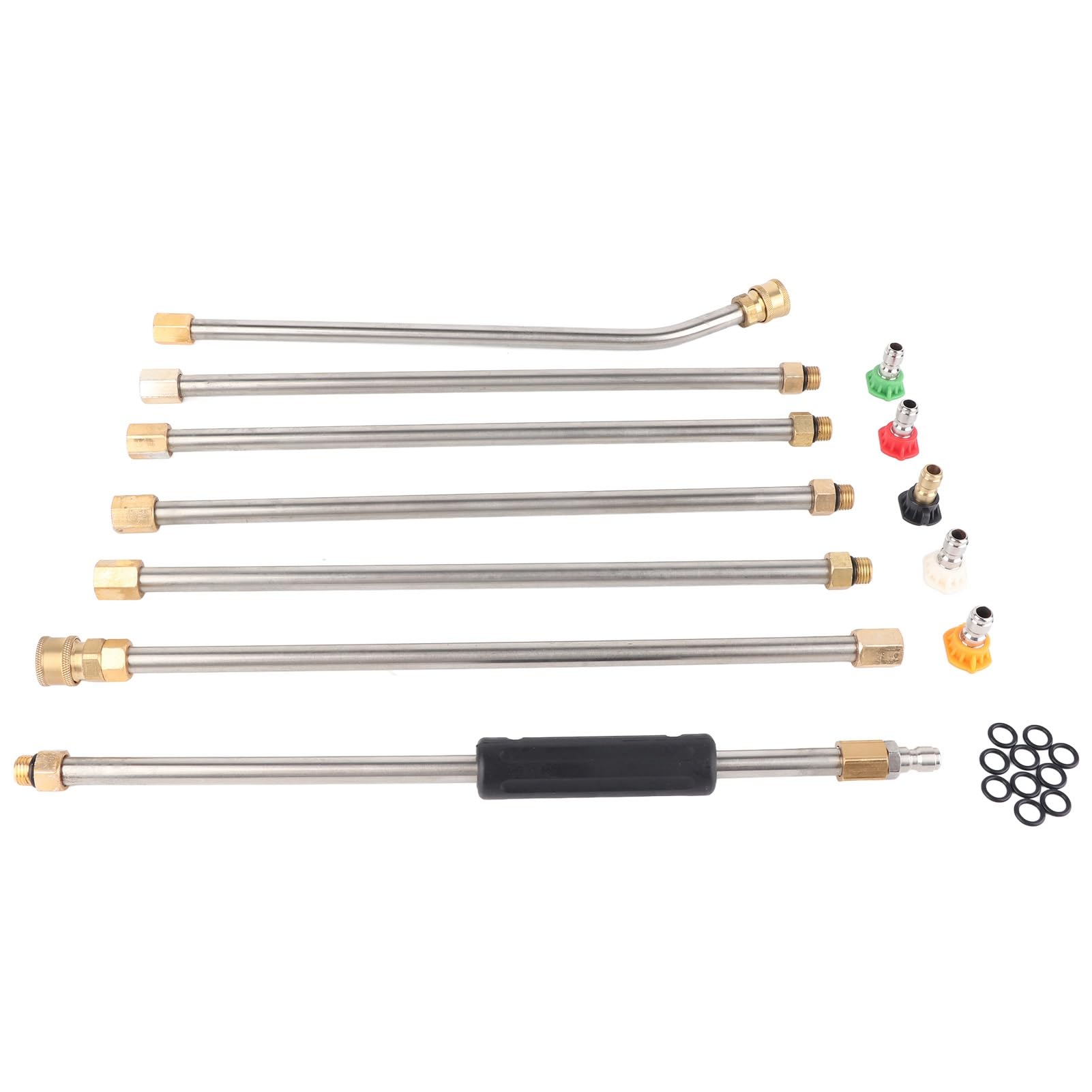 Kit de rallonge pour Nettoyeur Haute Pression avec 5 Embouts de buse, 6 Baguettes Droites et 1 Baguette incurvée pour Jardin, pelouse, Irrigation, Acier Inoxydable 4000 PSI 140 ℉