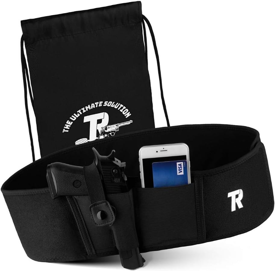 tommy raz Belly Band Concealed Carry IWB Holster, Neoprene Elastic Tactical Gun Holster with Exclusive Cotton Lining, Fully Adjustable 42-Inch Pistols & Hand Gun Holder Waistband for Men & Women