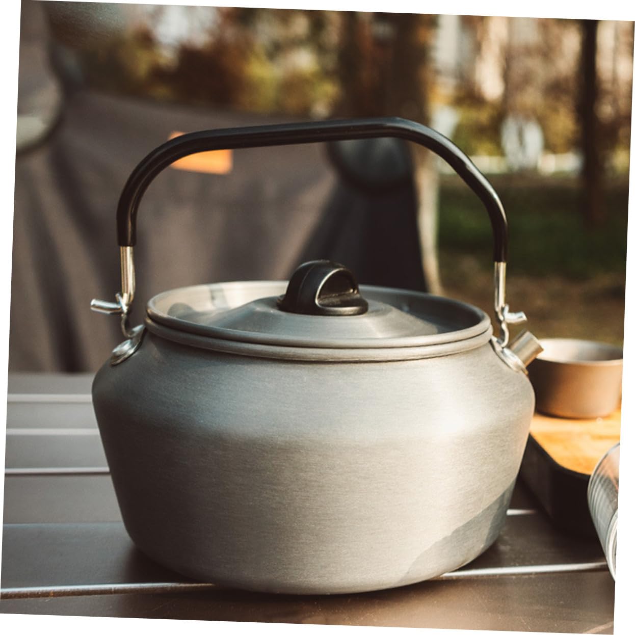 ULTECHNOVO Tetera Portátil para Camping y Picnic Ligera Hervidor de Agua Rápido con Fondo Grueso y Corto para Senderismo y Actividades al Aire
