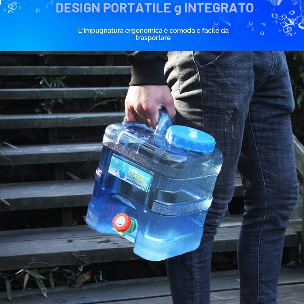 Starnearby Tanica per Acqua con Rubinetto, Serbatoio per Acqua Potabile, Contenitore per Acqua da Campeggio, Bidone Acqua con Rubinetto di Ricambio, Tubo e Spazzola per attività all'aperto