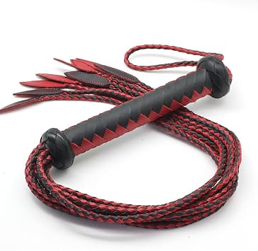 Leather Whip Cat-O - Nine Tails Whip | 23 cm Handle and 59 cm Tail Handmade Advanced Horse Equipment Whip Training Riding Whip Black Nine Tails XL