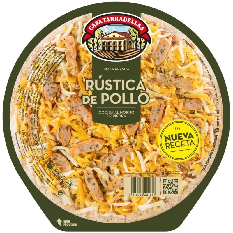 Pizza fresca de jamón y queso cocida al horno de piedra CASA TARRADELLAS 405 g Pack 4