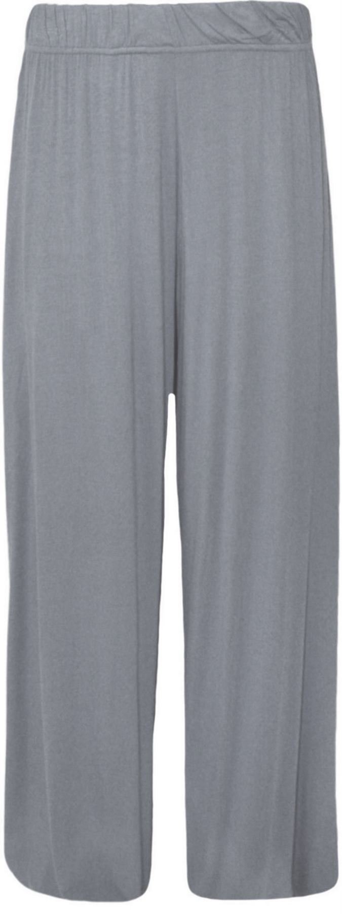 Women's Light Grey Plus Size Plain Palazzo Wide Leg Flared Trousers Pants - 24-26