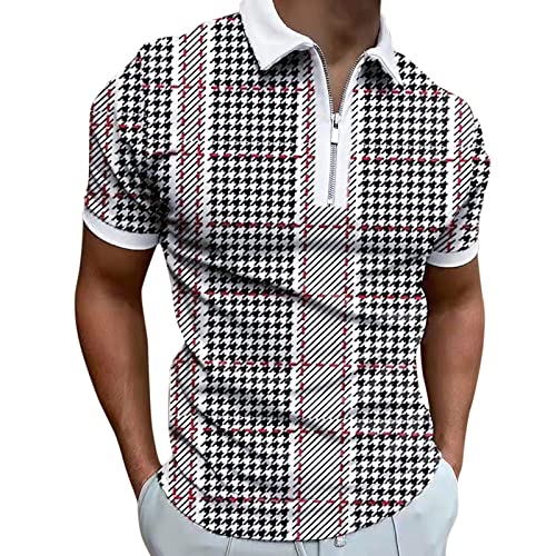 Cuello Golondrina Manga T Hombre Turn Gird Camisa Blusa Verano Abajo T Corto Estampado Tops Camisa Casual Hombres Polos Shirts for Men 2021 Cotton (Red, XXXL) Cover