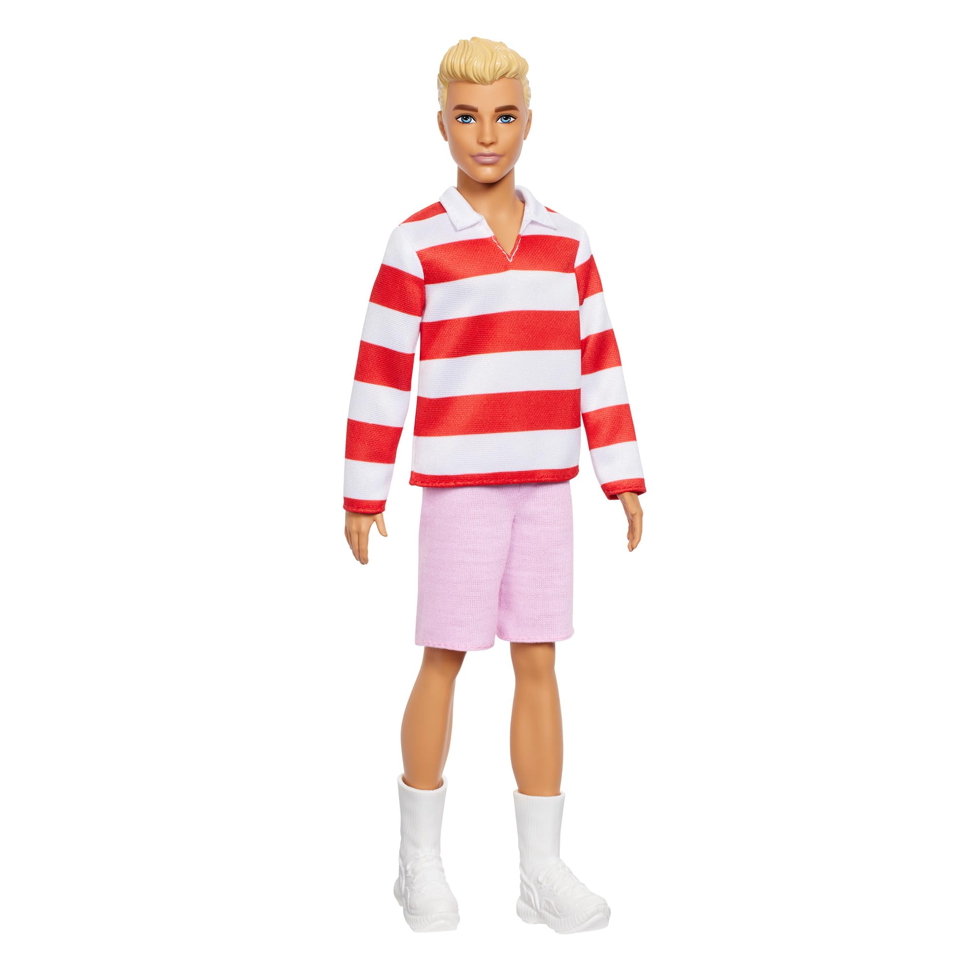 Barbie Ken Fashionistas Stripe Shirt Pretend Doll House Pretend Play Barbie Doll Ages 3+ Red HYV01 【2】Striped T-shirt